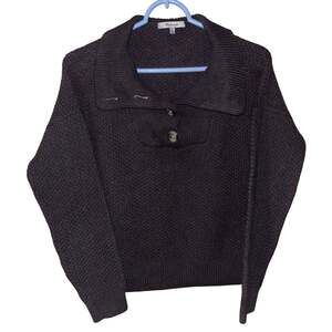 Madewell women’s charcoal gray knit pullover sweater with foldover collar small